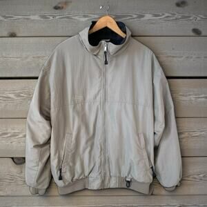 Vintage 90s WHITE SIERRA Men's Full Zip Bomber Jacket Gray Fleece Lined Outdoor